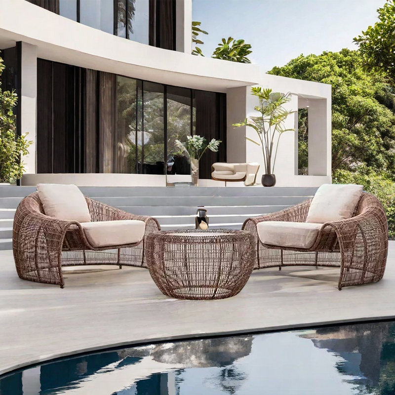 PE rattan aluminum patio sofa set